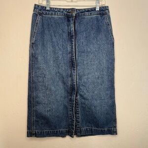 Uniqlo Midi Denim Skirt with Front Slit